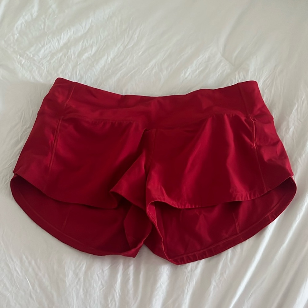 Size 4 red lululemon speed up shorts